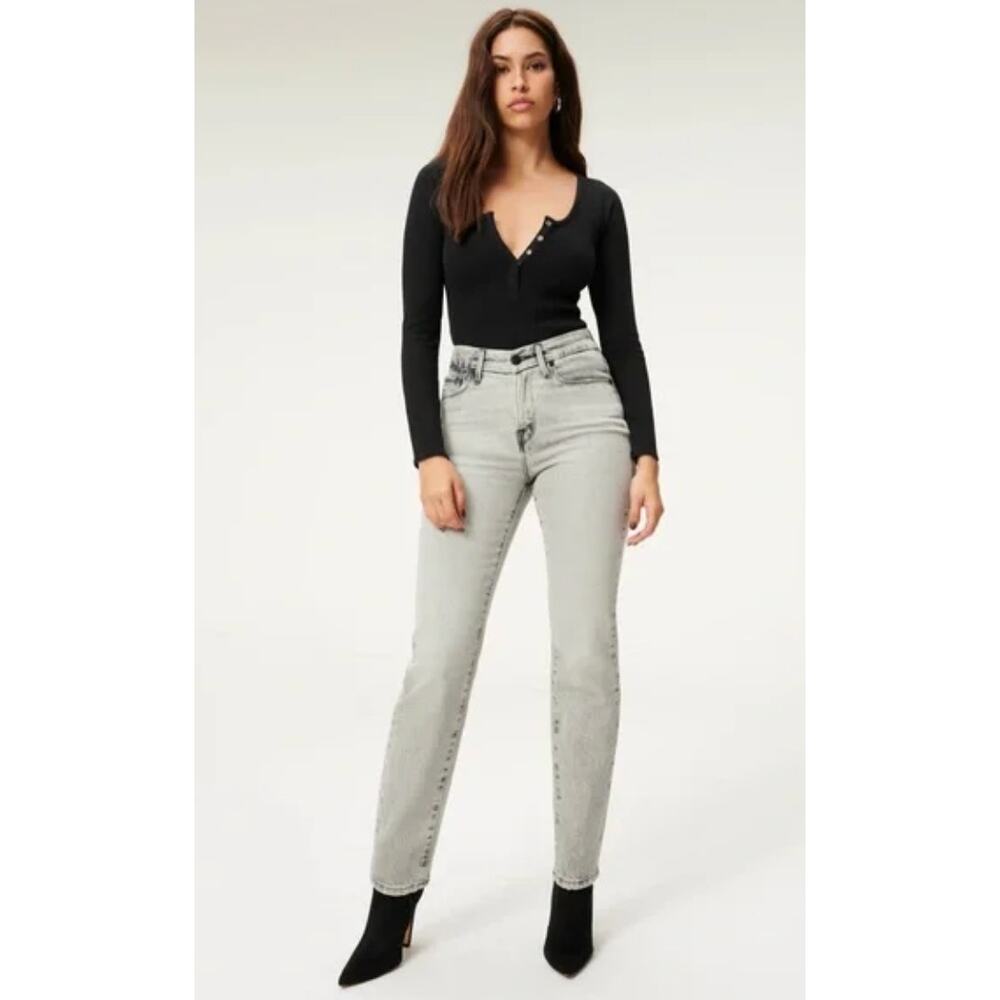 Good American Good Girlfriend Midrise Weekender Jean Size 2 / 26 Black Gray